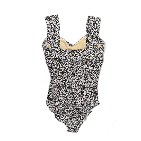 Albion Fit Savannah Black Leopard Ruched Off Shoulder One Piece Swimsuit Size XL - Picture 5 of 5